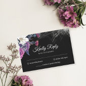 Cartons Réponse Élégant noir violet gothique Mariage crâne floral