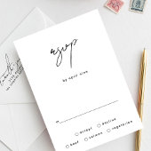 Cartons Réponse Élégant Noms Personnalisés Noir Blanc Mariage