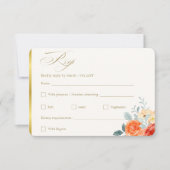 Cartons Réponse Élégant or Blush Floral Script Mariage (Devant)