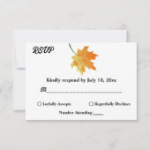 Cartons Réponse Élégant Orange Fall Feuilles Automne Floral Mariag (Devant)