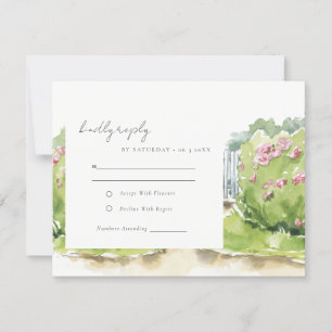 Cartons Réponse Elégant Pastel Aquarelle Cottage Jardin Mariage