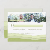 Cartons Réponse Elégant Pastel Green Photo Custom Wedding Moderne (Devant / Derrière)