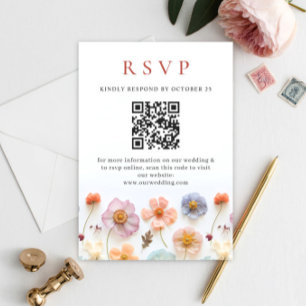 Cartons Réponse Élégant Pastel rose Boho Fleurs sauvages Mariage