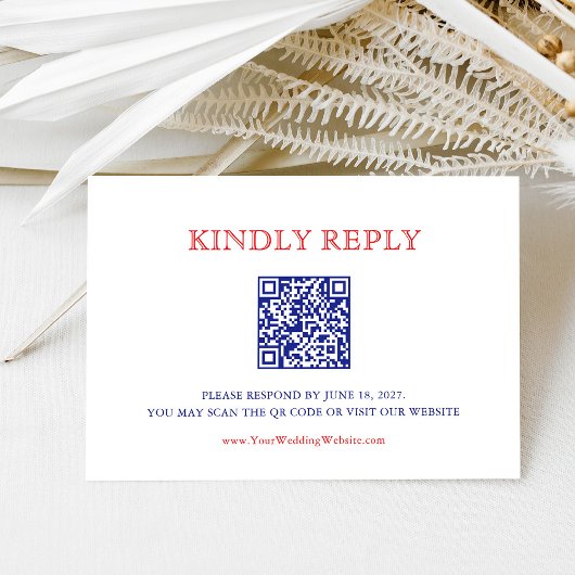 Cartons Réponse Elegant Patriotic 4th of July Wedding | QR Code