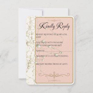Cartons Réponse Elégant Pearl Gold Script Mariage Perles romantiqu