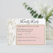 Cartons Réponse Elégant Pearl Gold Script Mariage Perles romantiqu (Debout devant)