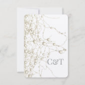 Cartons Réponse Elégant Pearl Gold Script Mariage Perles romantiqu (Dos)