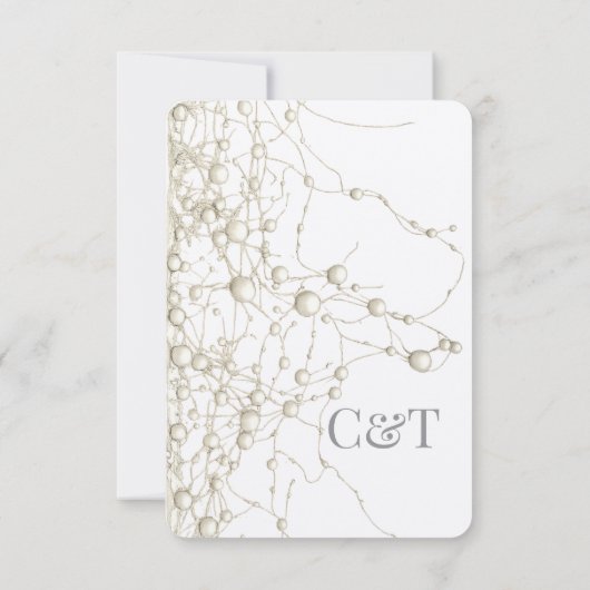 Cartons Réponse Elégant Pearl Gold Script Mariage Perles romantiqu (Dos)