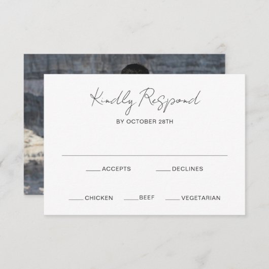 Cartons Réponse Élégant Photo Mariage moderne (Devant / Derrière)