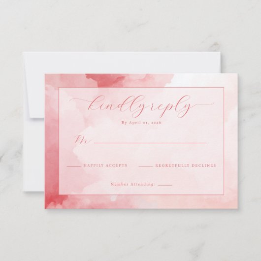 Cartons Réponse Elegant Pink Watercolor Invite (Devant)