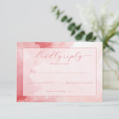 Cartons Réponse Elegant Pink Watercolor Invite (Debout devant)