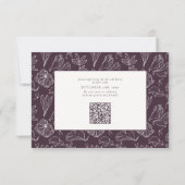 Cartons Réponse Élégant Plum Purple Floral Mariage QR Code (Dos)