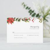 Cartons Réponse Elégant Poinsettia Mariage de verdure rouge (Debout devant)