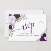 Cartons Réponse Elegant Purple Floral Calligraphy Wedding (Devant)