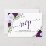 Cartons Réponse Elegant Purple Floral Calligraphy Wedding<br><div class="desc">These beautiful RSVP cards veut make it easy for your guest to respond to your wedding Invite. They feature an elegant boho floral design with lacy script calligraphy and hand painted watercolor roses in shades of dusty purple, plum, and lavender. The back of the card is a form for your...</div>