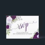 Cartons Réponse Elegant Purple Floral Calligraphy Wedding<br><div class="desc">These beautiful RSVP cards veut make it easy for your guest to respond to your wedding Invite. They feature an elegant boho floral design with lacy script calligraphy and hand painted watercolor roses in shades of dusty purple, plum, and lavender. The back of the card is a form for your...</div>