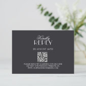 Cartons Réponse Elegant QR Code Black & White Wedding RSV Card (Debout devant)