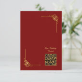 Cartons Réponse Elegant Red Gold Wedding Event QR Code (Debout devant)