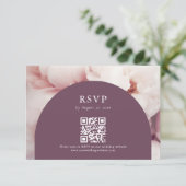 Cartons Réponse Élégant Regal Purple Peonies QR Code Mariage (Debout devant)