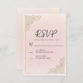Cartons Réponse Élégant Romantique Blush Or Rose (Devant / Derrière)