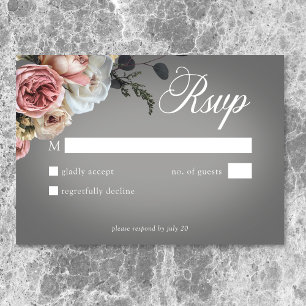 Cartons Réponse Élégant rose blanc Rose gris Mariage