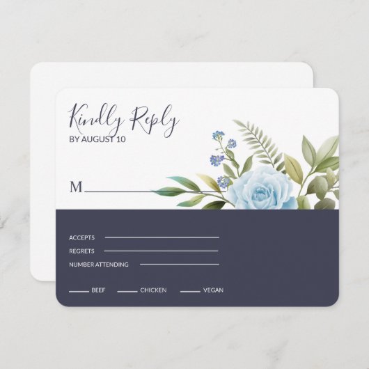 Cartons Réponse Élégant Rose bleu (Devant / Derrière)