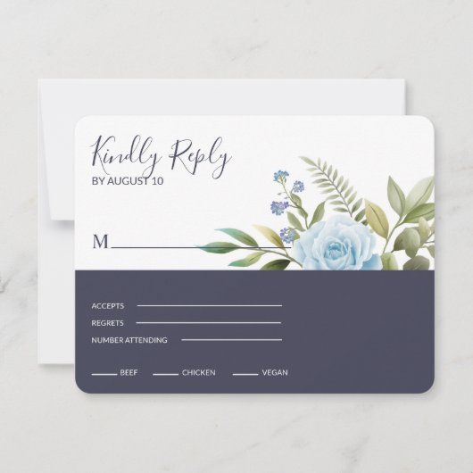 Cartons Réponse Élégant Rose bleu (Devant)