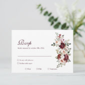 Cartons Réponse Élégant Rose classique de Bourgogne Mariage (Debout devant)