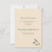 Cartons Réponse Elégant rose de paix douce vert & or Mariage ovale (Dos)