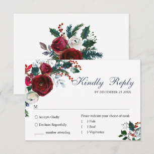 Cartons Réponse Élégant Rose d'hiver Bourgogne Mariage de verdure
