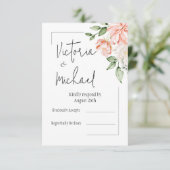 Cartons Réponse Élégant rose Floral Mariage moderne (Debout devant)