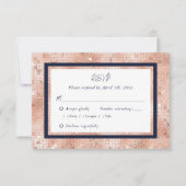 Cartons Réponse Élégant Rose Gold Navy Mariage de script bleu mari (Devant)
