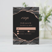 Cartons Réponse Élégant Rose noir Gold Foil Mariage Agate (Debout devant)