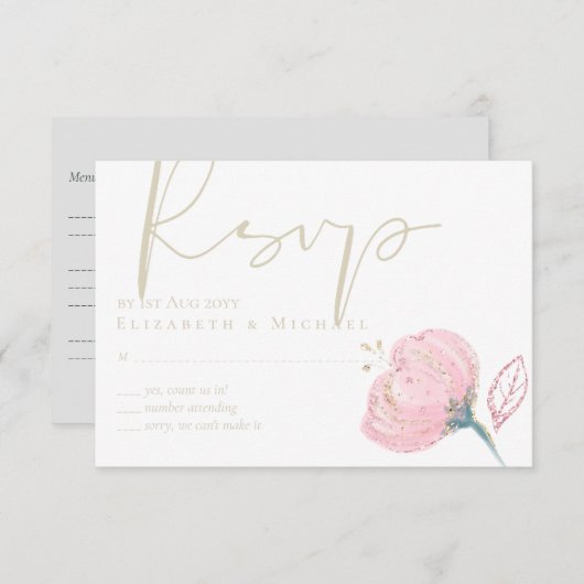 Cartons Réponse Élégant Rose or moderne Mariage Étincelle (Devant / Derrière)