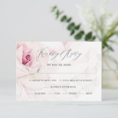 Cartons Réponse Élégant Rose Rose Floral Script Repas Mariage (Debout devant)