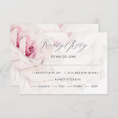 Cartons Réponse Élégant Rose Rose Floral Script Repas Mariage (Devant / Derrière)