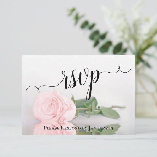 Cartons Réponse Élégant rose rose rose pâle Réflexions Mariage (Debout devant)