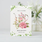 Cartons Réponse Élégant Rose Vert Floral Fleurs Mariage (Debout devant)