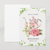 Cartons Réponse Élégant Rose Vert Floral Fleurs Mariage (Devant / Derrière)