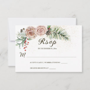 Cartons Réponse Elégant Roses Roses Roses Rouge Berries Mariage ve