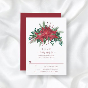Cartons Réponse Élégant rouge floral Poinsettia Mariage de Noël