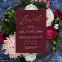 Élégant Rouge foncé Plum Bourgogne Or Le Mariage