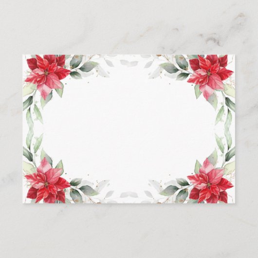 Cartons Réponse Elégant Rouge Poinsettia Mariage de verdure hivern (Dos)