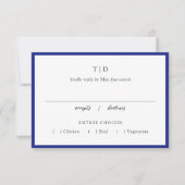 Cartons Réponse Elégant Royal Blue Monogram Mariage moderne (Devant)