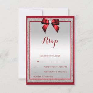 Cartons Réponse Elégant Ruby Rouge & Parties scintillant Argent An