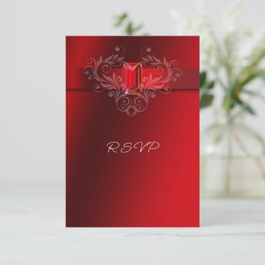 Cartons Réponse Élégant Ruby Rouge Ruby Mariage Noël (Debout devant)