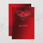 Cartons Réponse Élégant Ruby Rouge Ruby Mariage Noël (Devant / Derrière)