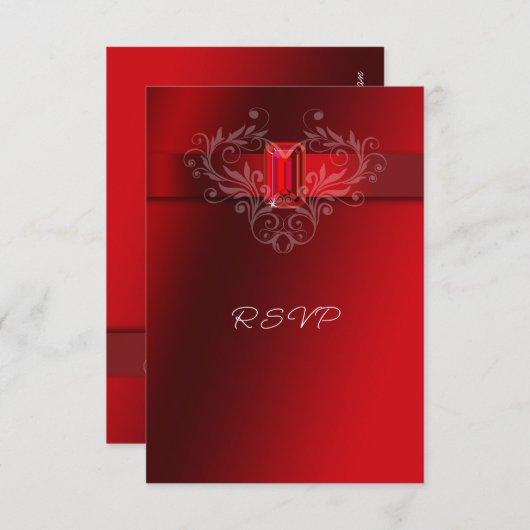 Cartons Réponse Élégant Ruby Rouge Ruby Mariage Noël (Devant / Derrière)
