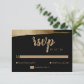 Cartons Réponse Elégant Rustic Black Gold Simple Mariage moderne (Debout devant)