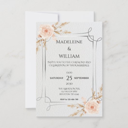 Cartons Réponse Elégant Rustic Boho Fleur sauvage Mariage (Devant)